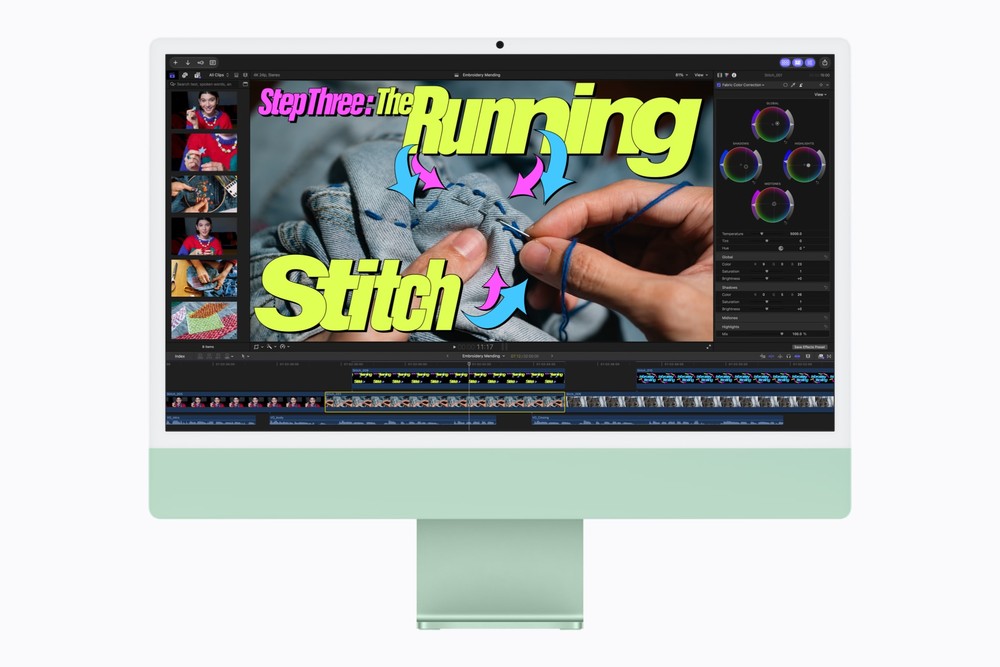 O novo iMac com M6 torna a edição de vídeo mais rápida e fluida em aplicativos como o Final Cut Pro — Foto: Reprodução/Apple