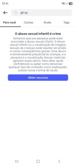 Entenda por que sua busca no Instagram retorna mensagem sobre abuso sexual infantil