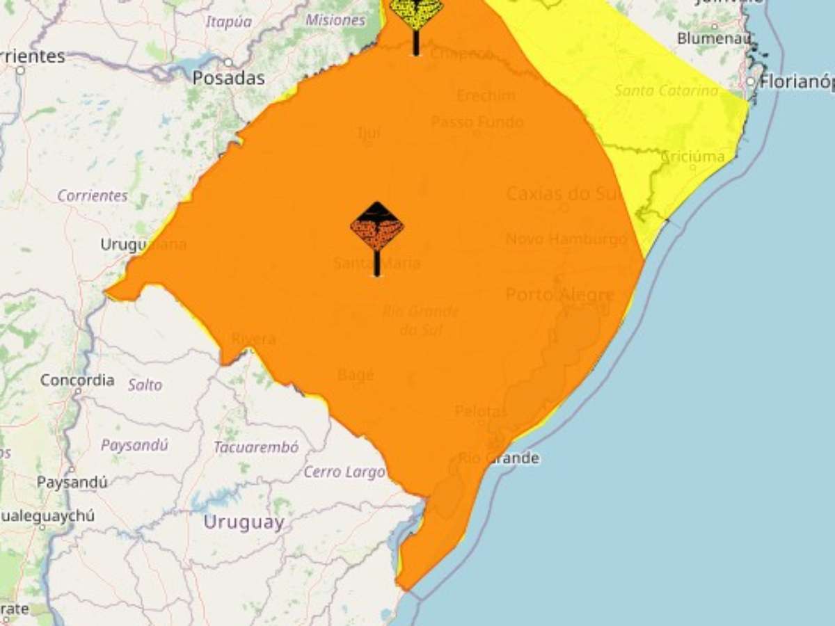 INMET coloca todo o Rio Grande do Sul sob alertas para tempestades nesta quinta-feira