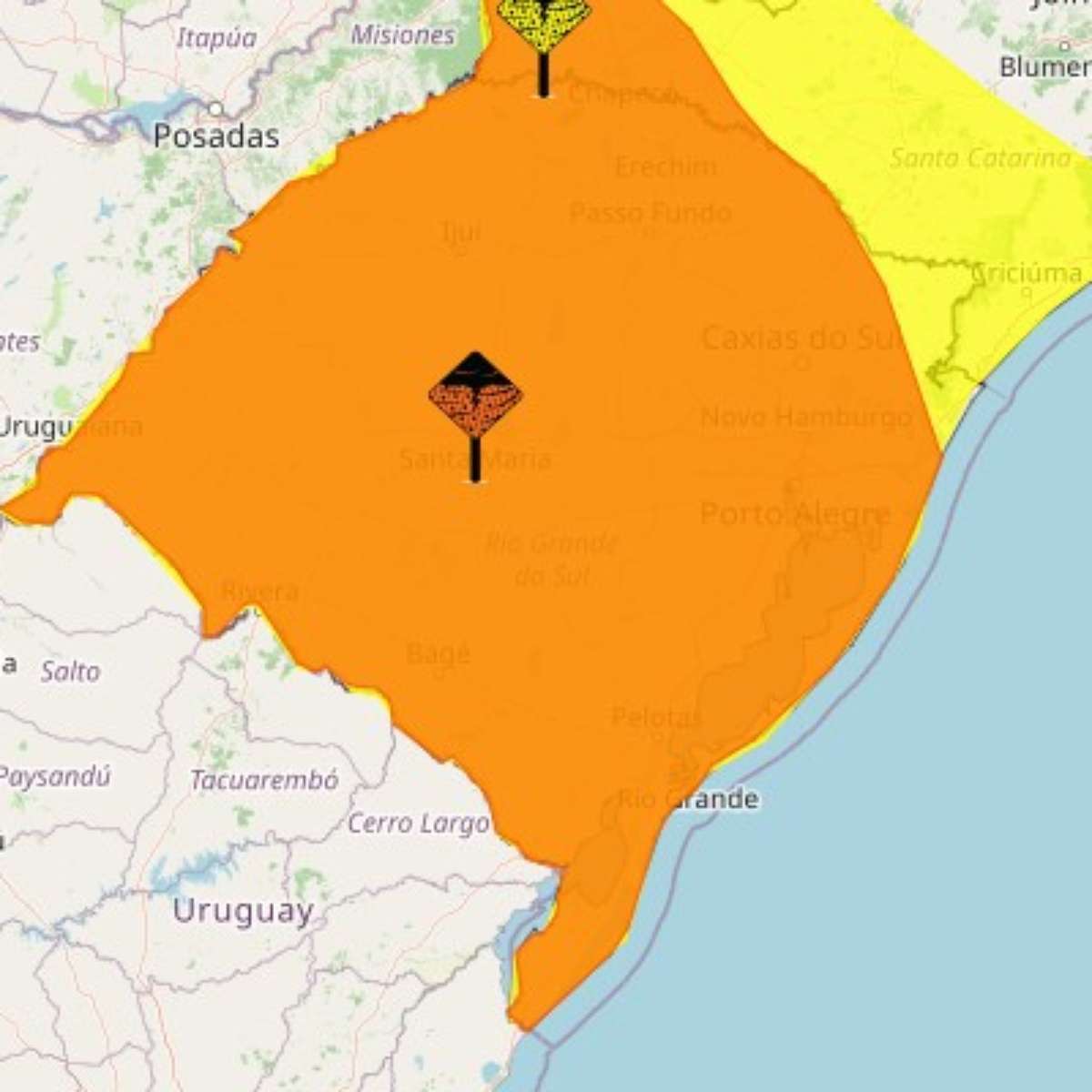 INMET coloca todo o Rio Grande do Sul sob alertas para tempestades nesta quinta-feira