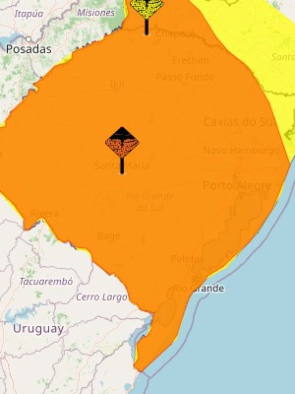 INMET coloca todo o Rio Grande do Sul sob alertas para tempestades nesta quinta-feira